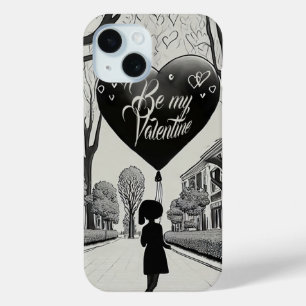 Be My Valentine inマンガスタイルモノクロ1617 iPhone 15ケース