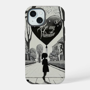 Be My Valentine inマンガスタイルモノクロ1617 iPhone 15ケース