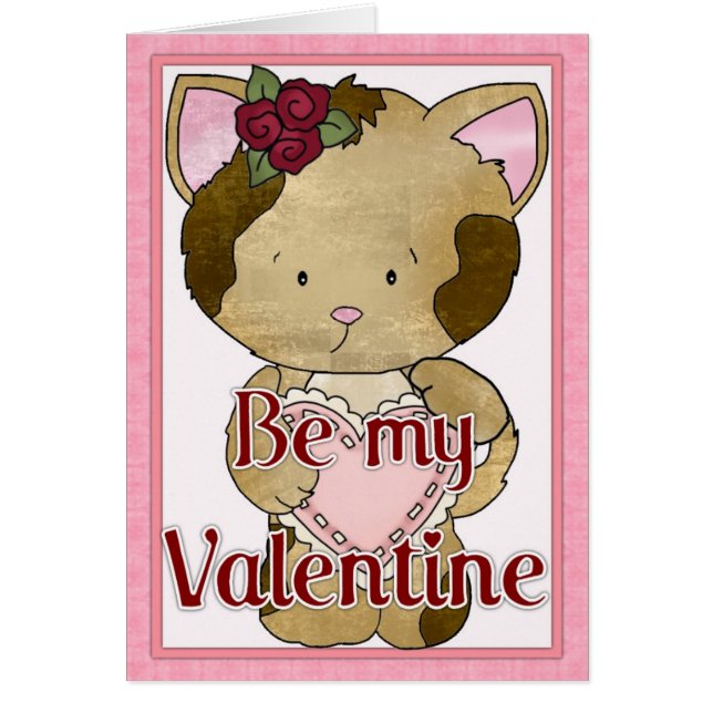 Be My Valentine Kitty Cat Greeting Card d5 (正面)