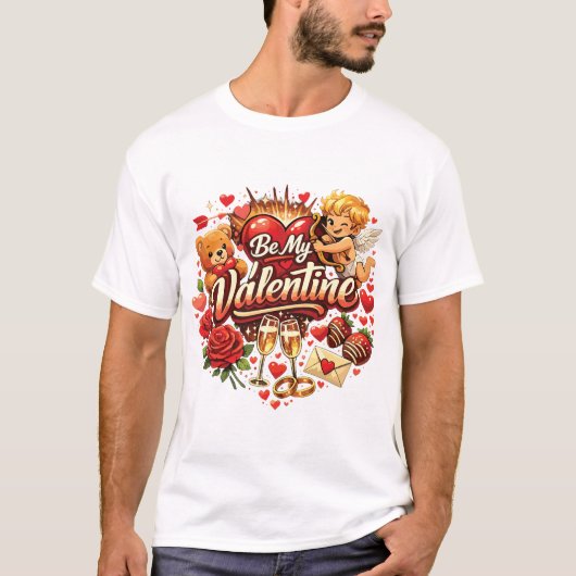Be My Valentine Liebesfeier Design Tシャツ (正面)
