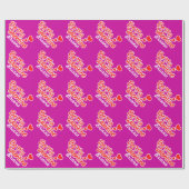 Be My Valentine love名カスタム付きピンクギフトラップ ラッピングペーパー (フラット)