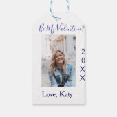 Be my valentine love name purple year photo simple ギフトタグ (裏面)