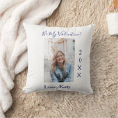 Be my valentine love name purple year photo simple クッション (ブランケット)