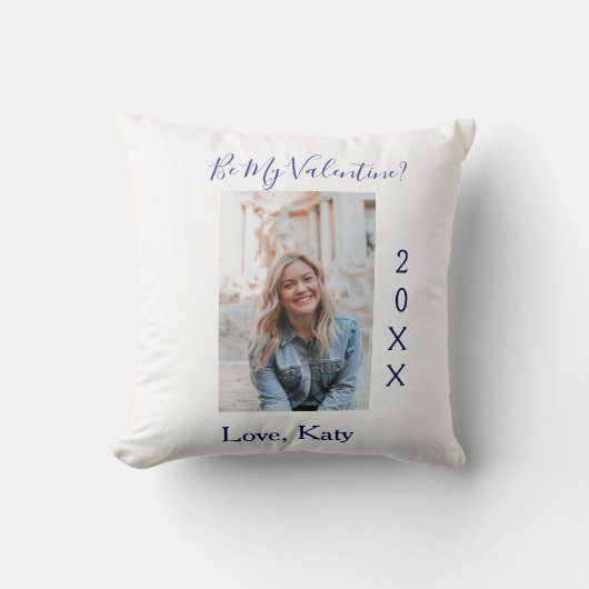 Be my valentine love name purple year photo simple クッション (正面)