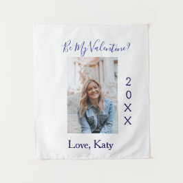 Be my valentine love name purple year photo simple タペストリー