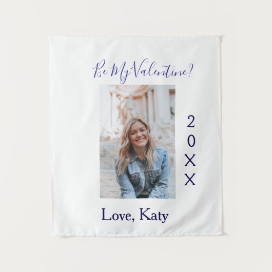 Be my valentine love name purple year photo simple タペストリー (正面)