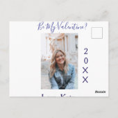 Be my valentine love name purple year photo simple ポストカード (裏面)