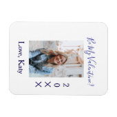 Be my valentine love name purple year photo simple マグネット (横)