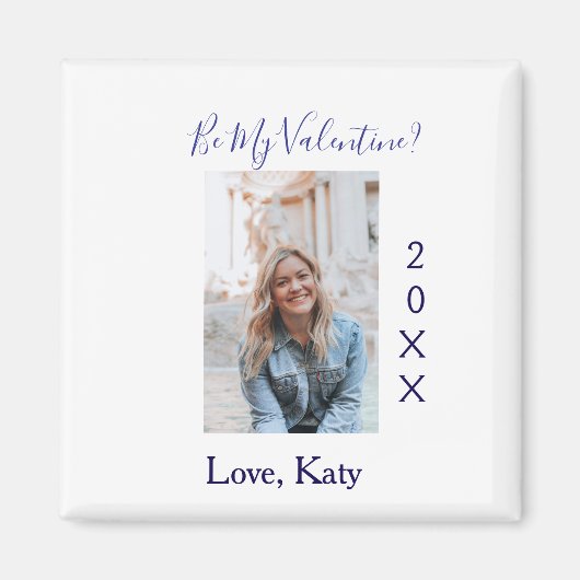 Be my valentine love name purple year photo simple マグネット (正面)