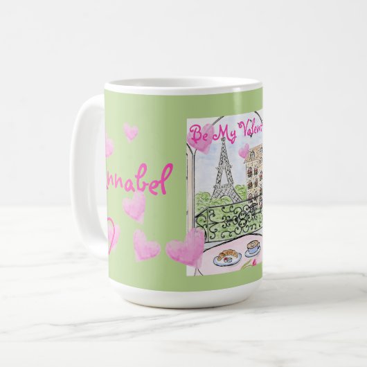 Be My Valentine Paris Eiffel Tower Personalize コーヒーマグカップ (正面左)