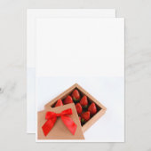Be my Valentine red bowイチゴ金ゴールドボックス 招待状 (正面/裏面)