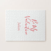 Be my valentine red name elegant love couple  ジグソーパズル (横)