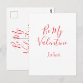 Be my valentine red name elegant love couple  ポストカード (正面/裏面)