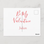 Be my valentine red name elegant love couple  ポストカード (裏面)