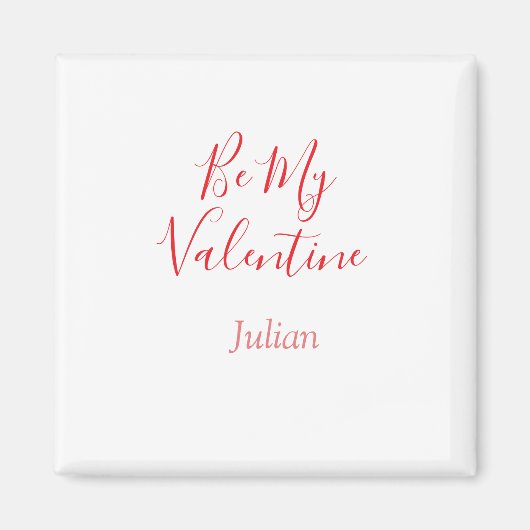 Be my valentine red name elegant love couple  マグネット (正面)