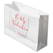 Be my valentine red name elegant love couple  ラージペーパーバッグ (正面アングル)