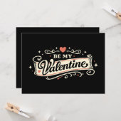 Be My Valentine Retro Love カード (正面/裏面インサイチュ)