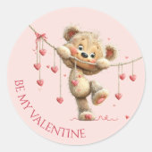  Be My Valentine Teddy Bear – Hanging Heart  ラウンドシール (正面)