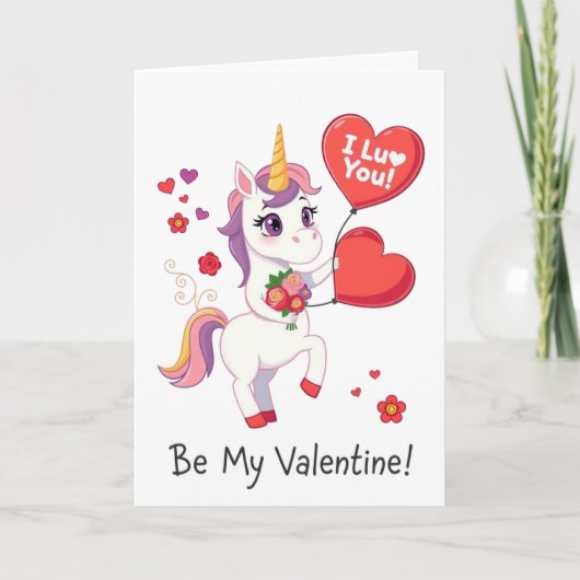 Be My Valentine!  Unicorn Valentine’s Day Card シーズンカード (正面)