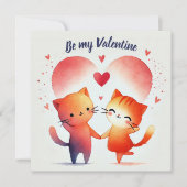 Be My Valentine Waterカラーカードオレンジ色のハート シーズンカード (正面)