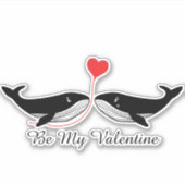 Be My Valentine Whales Couple Red Heart Balloon シール (正面)
