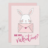 Be my Valentine White Rabbit Pink Letterハート (正面/裏面)