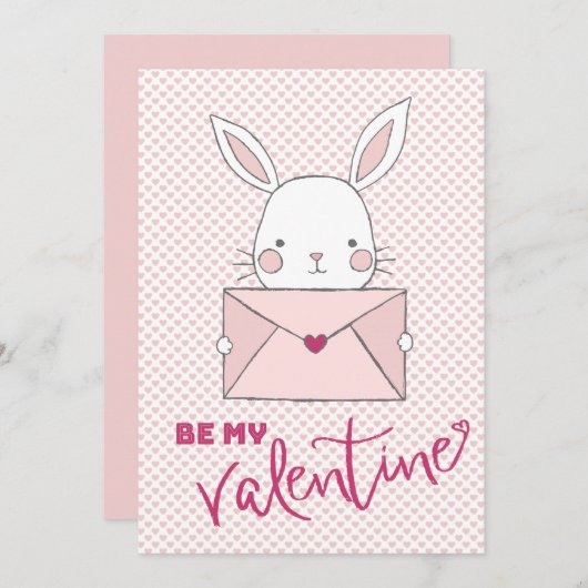 Be my Valentine White Rabbit Pink Letterハート (正面/裏面)