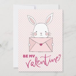 Be my Valentine White Rabbit Pink Letterハート