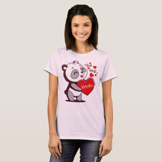 Be My Valentine with Panda T-Shirt & Accessories Tシャツ (正面フル)