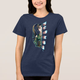 Be Nice アニメガール分割ポートレート エメラルドグリーン トライブレンドＴシャツ