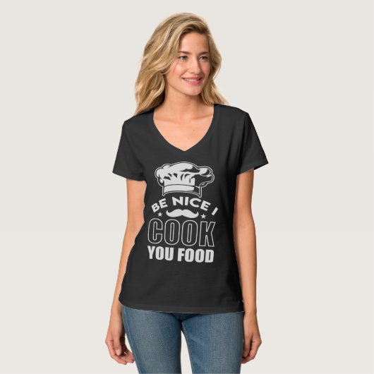 Be Nice I Cook Your Food Chef Hat Graphic Tシャツ (正面フル)