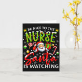 Be Nice To The Nurse Santa Is Watching Christmas X カード (黄色い花)