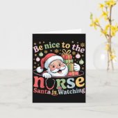 Be Nice To The Nurse Santa Is Watching Christmas X カード (黄色い花)