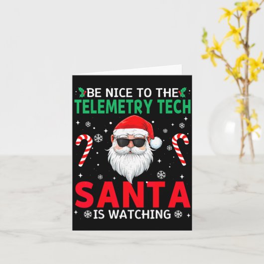 Be Nice To The Telemetry Tech Santa Is Watching Ch カード (黄色い花)