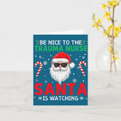 Be Nice To The Trauma Nurse Santa Is Watching Chri カード (黄色い花)