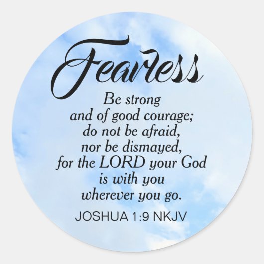 Be Not Afraid Bible Verse Blue Cloudy Sky Courage ラウンドシール (正面)