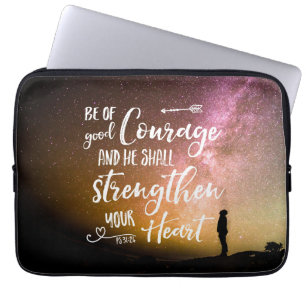 Be of Good Course night sky - Psalm 31:24ノートパソコン ラップトップスリーブ