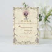 Be Ourゲストバラ金ゴールドヴィンテージウェディングRSVP返信 出欠カード (スタンド正面)