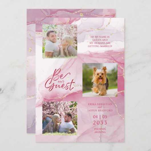 Be ourゲスト引用文フェイク大理石inピンク3枚 (正面/裏面)