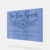 Be Our Guest and Sign Our Guestbook Blue Wedding アクリルサイン (傾斜)