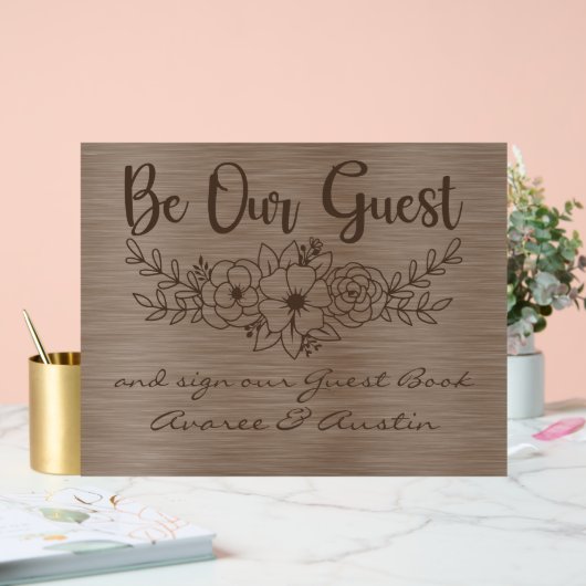 Be Our Guest and Sign Our Guestbook Brown Wedding アクリルサイン (ウェディング)