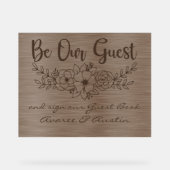 Be Our Guest and Sign Our Guestbook Brown Wedding アクリルサイン (正面)