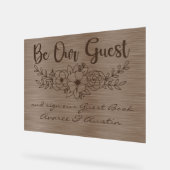 Be Our Guest and Sign Our Guestbook Brown Wedding アクリルサイン (傾斜)