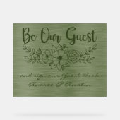 Be Our Guest and Sign Our Guestbook Green Wedding アクリルサイン (正面)