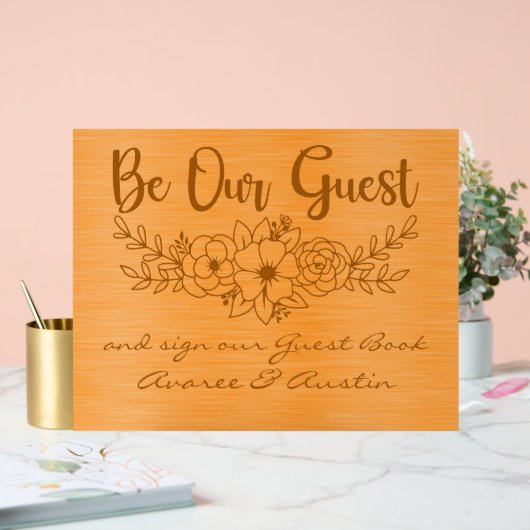 Be Our Guest and Sign Our Guestbook Orange Wedding アクリルサイン (ウェディング)