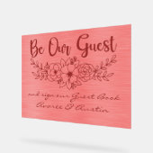 Be Our Guest and Sign Our Guestbook Red Wedding アクリルサイン (傾斜)