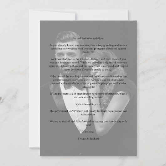 Be our Guest Black Wedding Fancy Frame Branches セーブザデート (裏面)