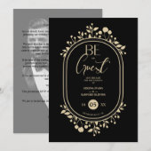 Be our Guest Black Wedding Fancy Frame Branches セーブザデート (正面/裏面)