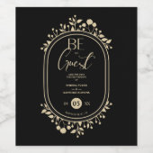Be our Guest Black Wedding Fancy Frame Branches ワインラベル (シングルラベル)