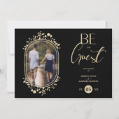 Be our Guest Black Wedding Fancy Frame Flowers 招待状 (正面)